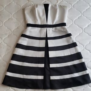 Striped Satin Strapless Dress